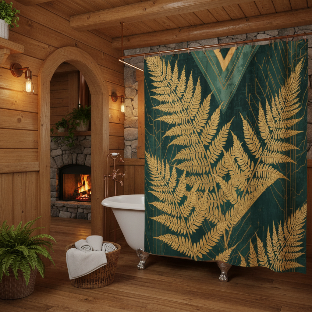 Golden Fern Shower Curtain