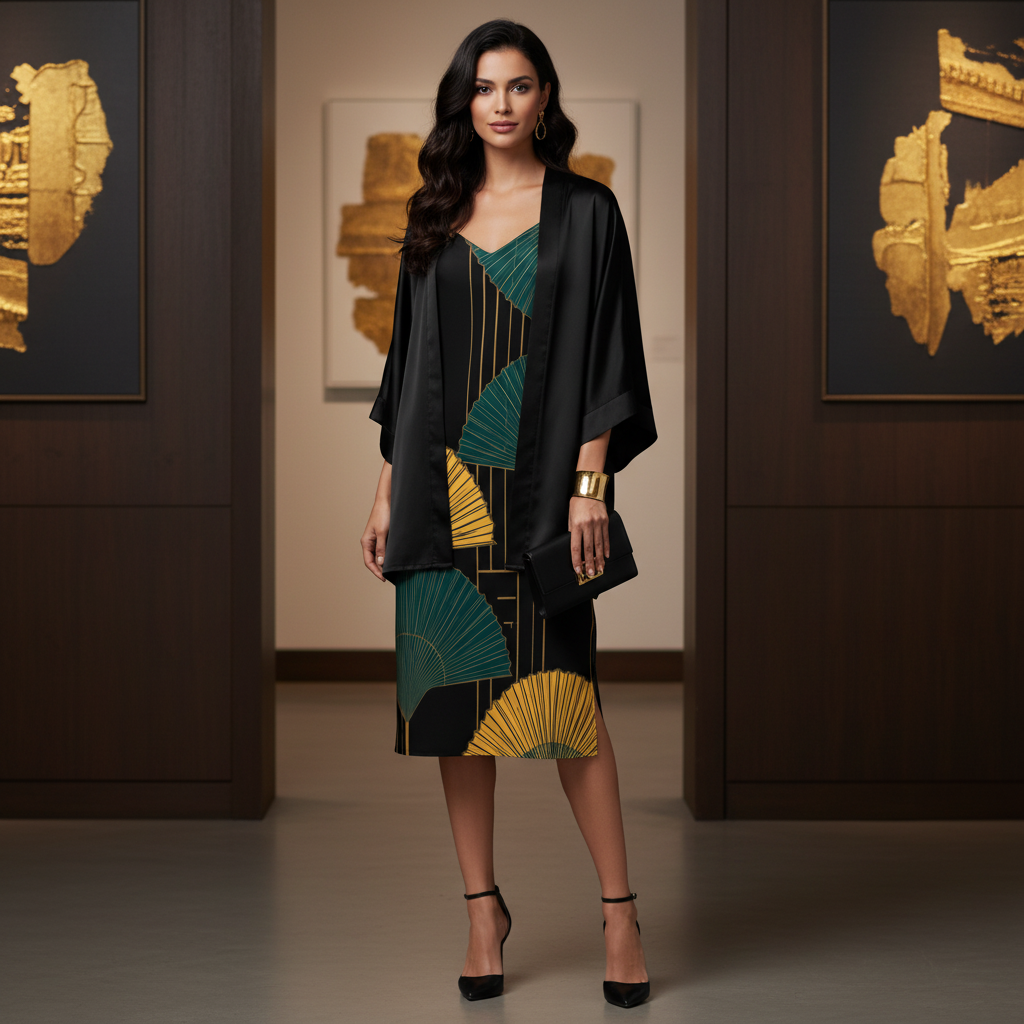 Emerald Fan Midi Dress