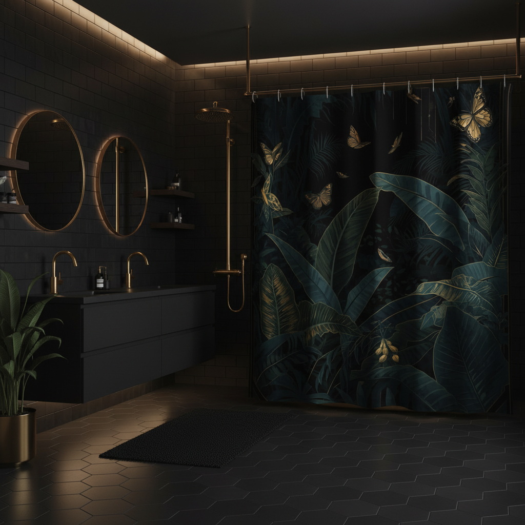 Night Jungle Shower Curtain